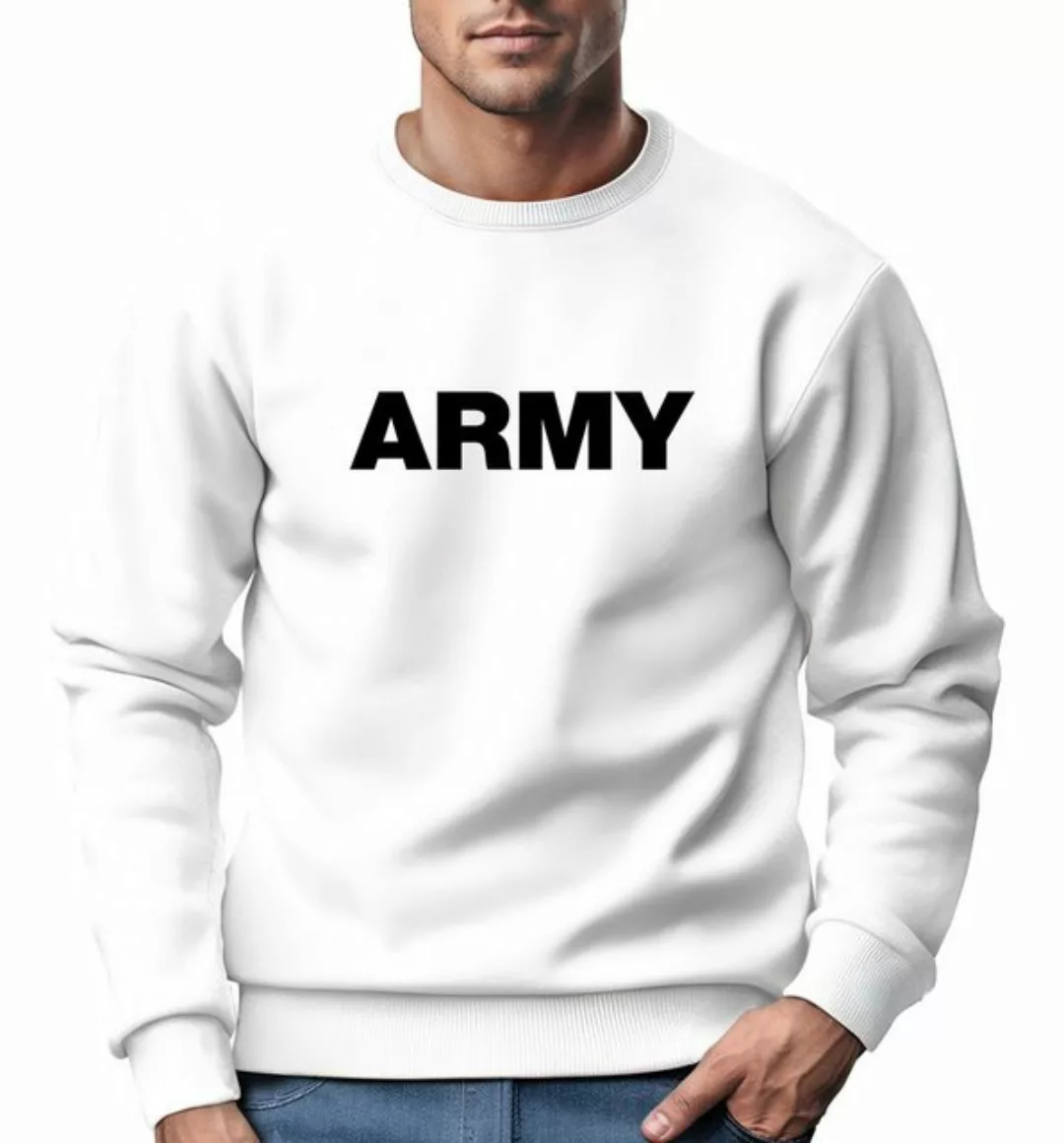 Neverless Sweatshirt Sweatshirt Herren Aufdruck Army Print Rundhals-Pullove günstig online kaufen