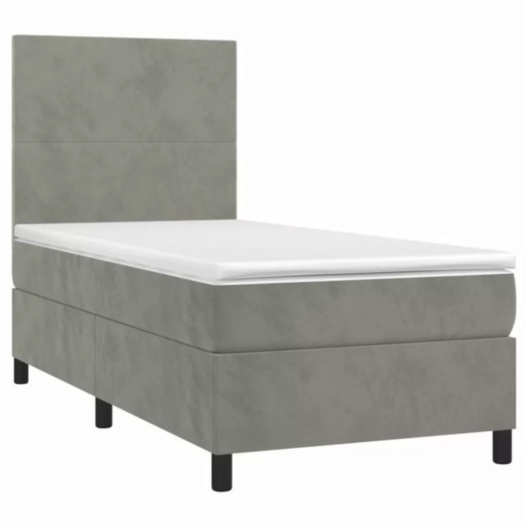 vidaXL Boxspringbett Boxspringbett mit Matratze LED Hellgrau 90x190 cm Samt günstig online kaufen