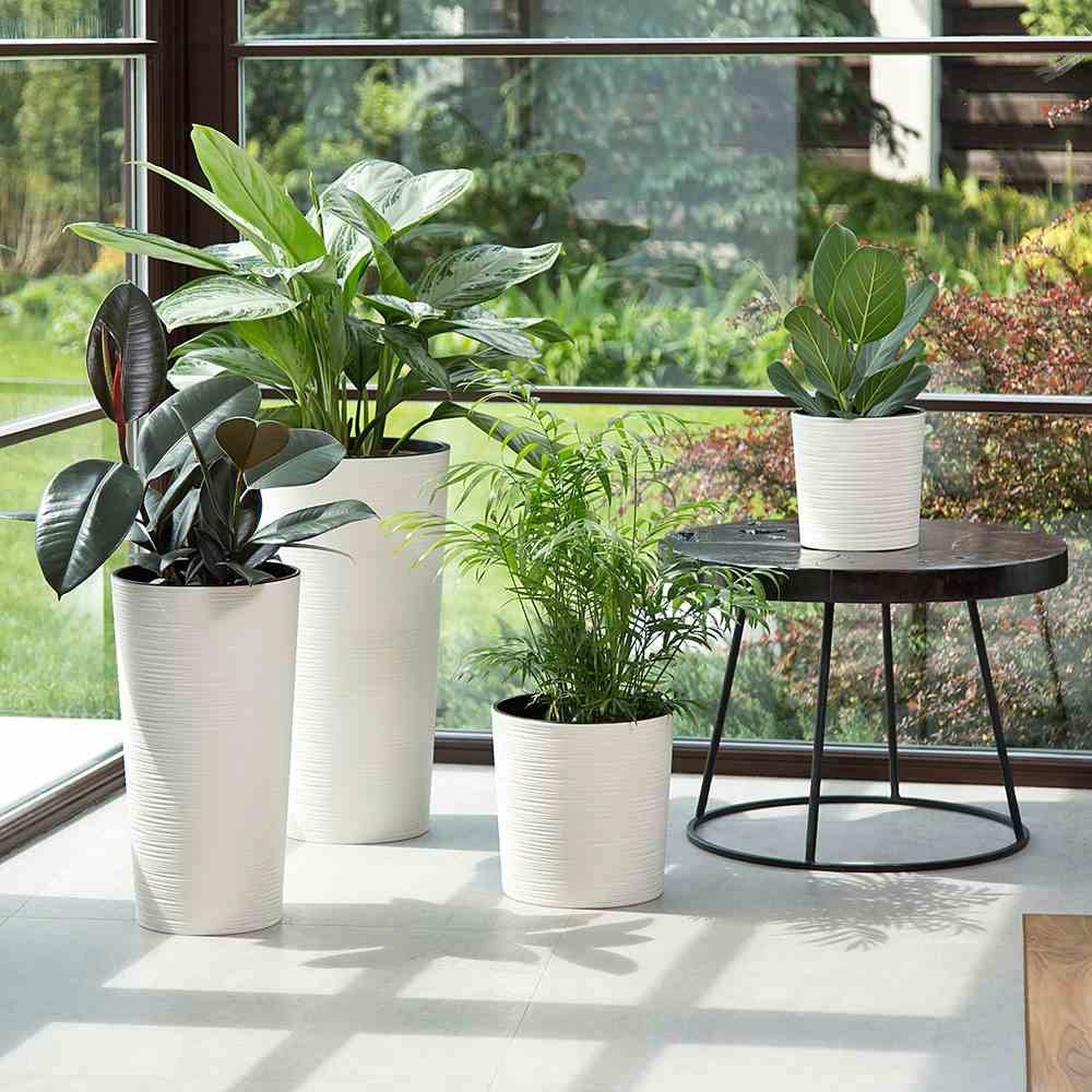 Siena Garden Pflanzgefäß Modern Lens Weiß Ø 25x25,5 cm günstig online kaufen