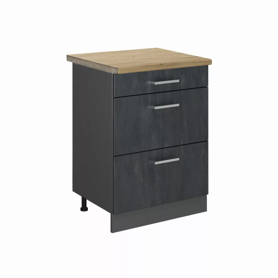 Vicco Unterschrank R-Line, Schwarz Beton/Anthrazit, 60 günstig online kaufen