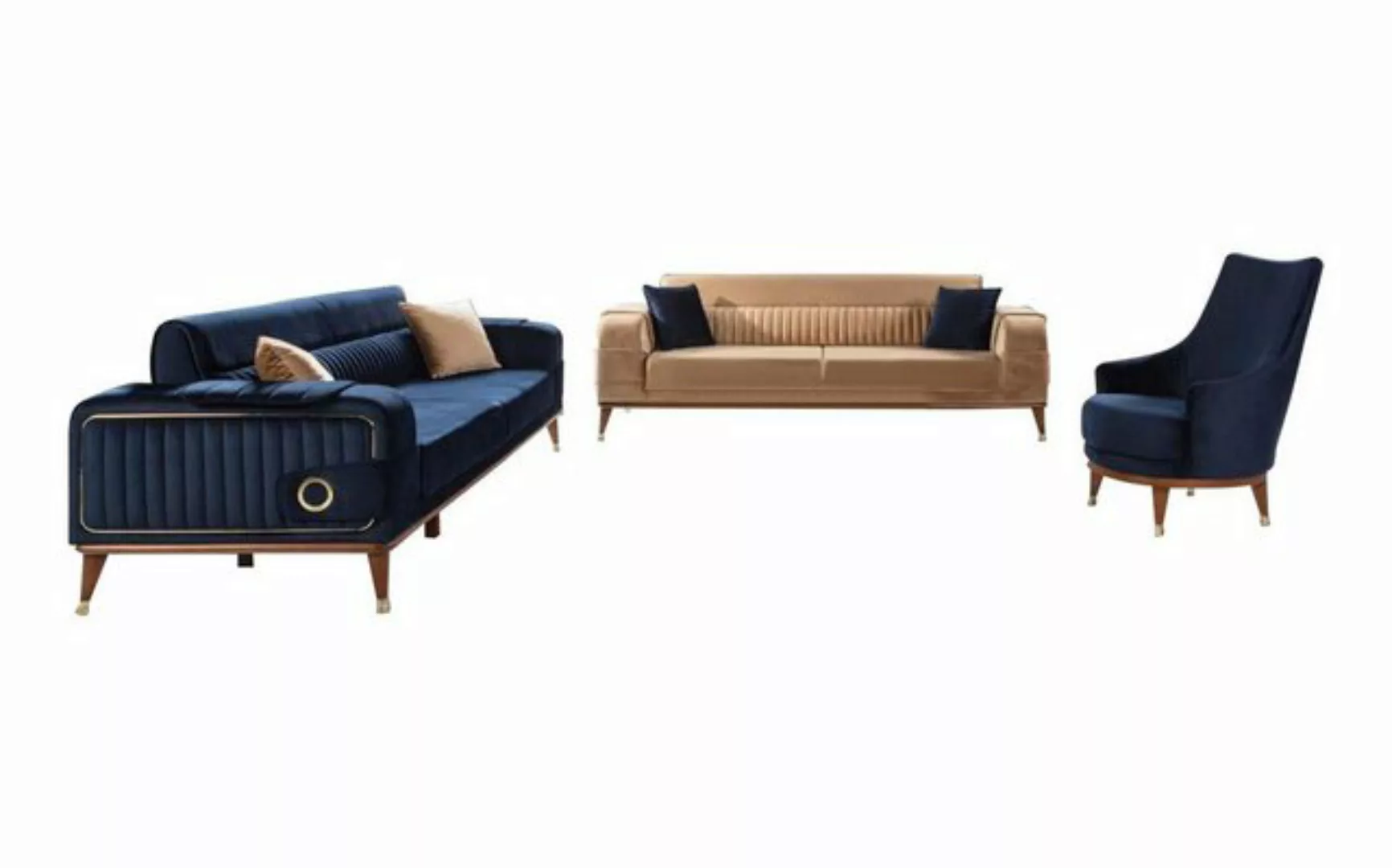 JVmoebel Sofa Luxus Sofagarnitur 3+3+1 Sitzer Set Design Sofa Polster Couch günstig online kaufen