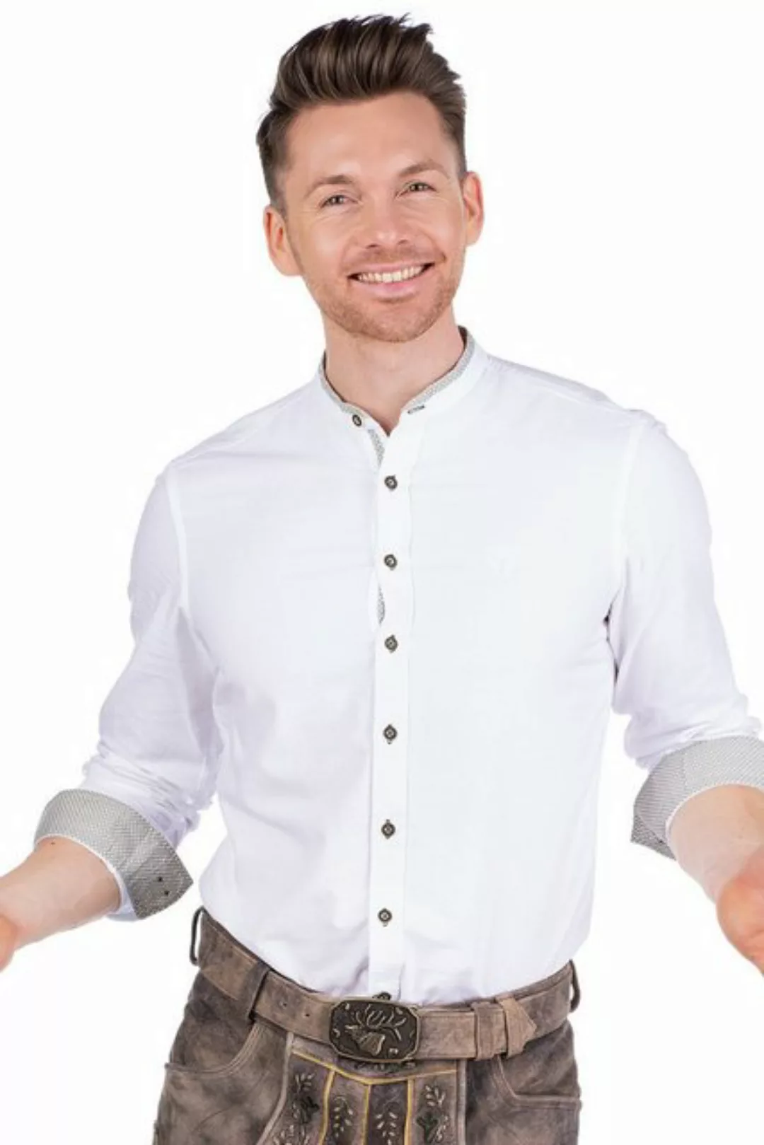MarJo Trachtenhemd Trachtenhemd - GEORG - weiß/moos günstig online kaufen