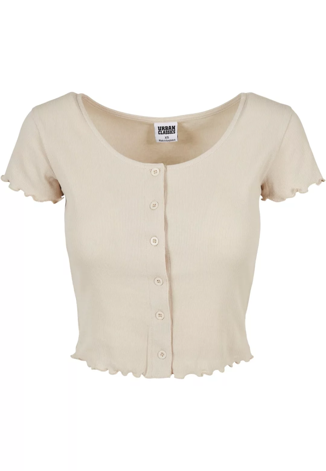 URBAN CLASSICS Kurzarmshirt "Urban Classics Damen Ladies Cropped Button Up günstig online kaufen