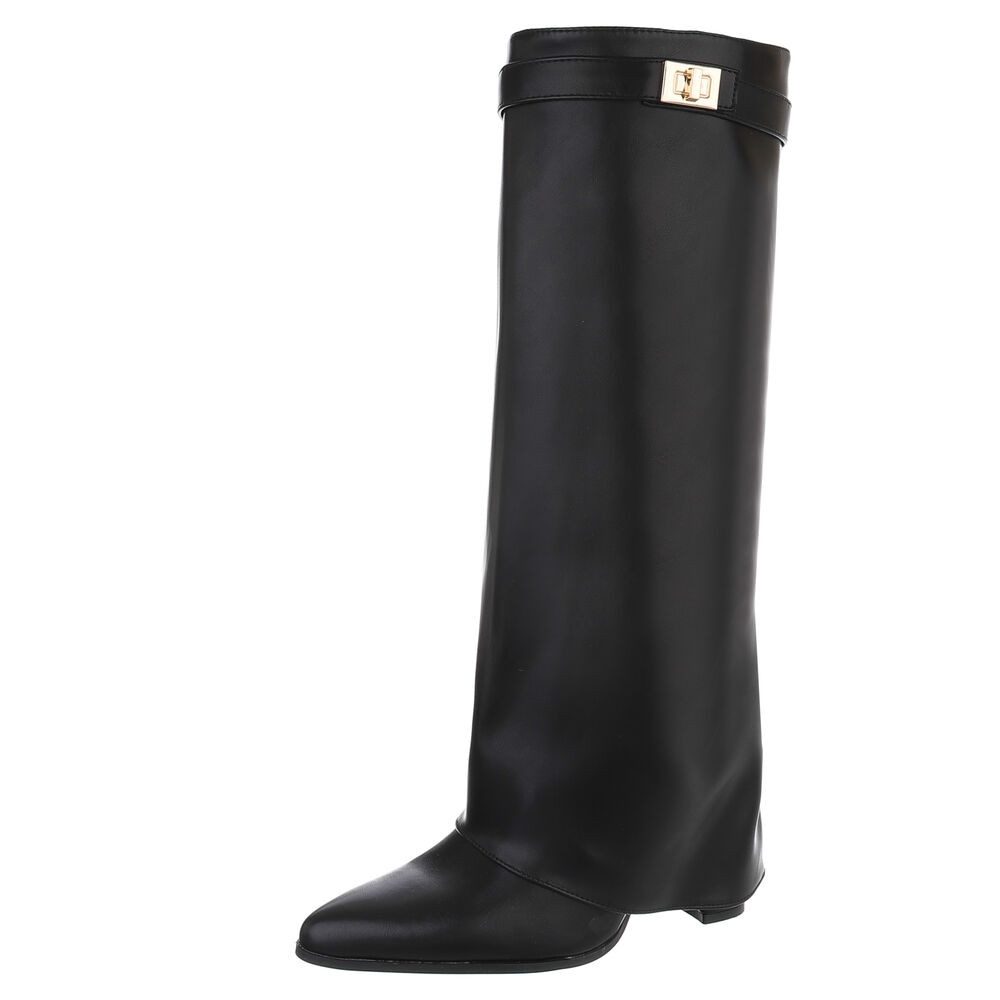 Ital-Design Elegante kniehohe Stiefelette mit Blockabsatz günstig online kaufen