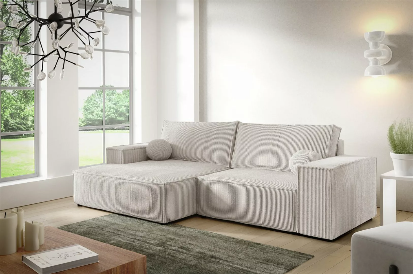 Fun Möbel Ecksofa Schlafsofa Sofa CORUNIA XS in Stoff Poso, Ottomane Links günstig online kaufen