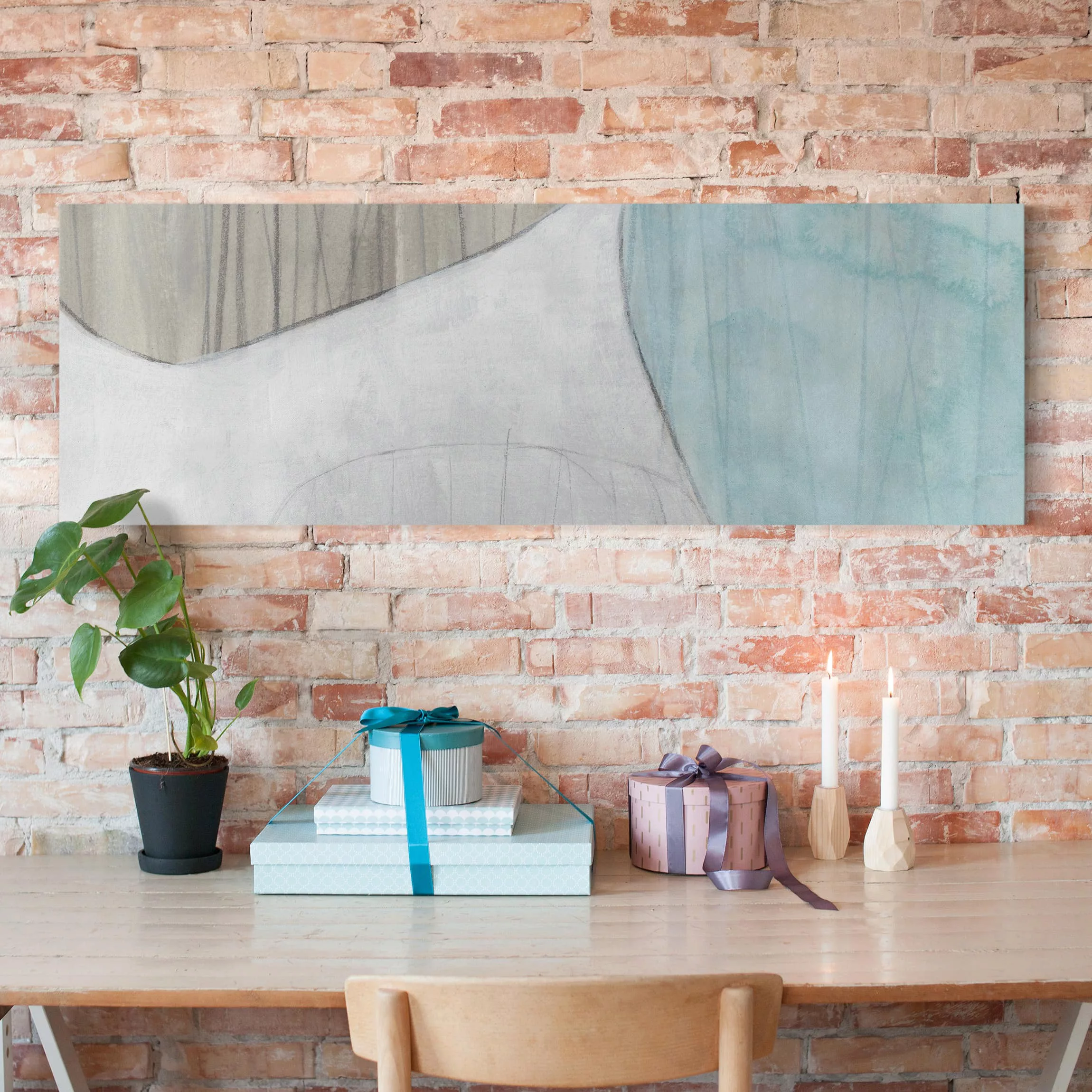 Leinwandbild Abstrakt - Panorama Jadesteine III günstig online kaufen