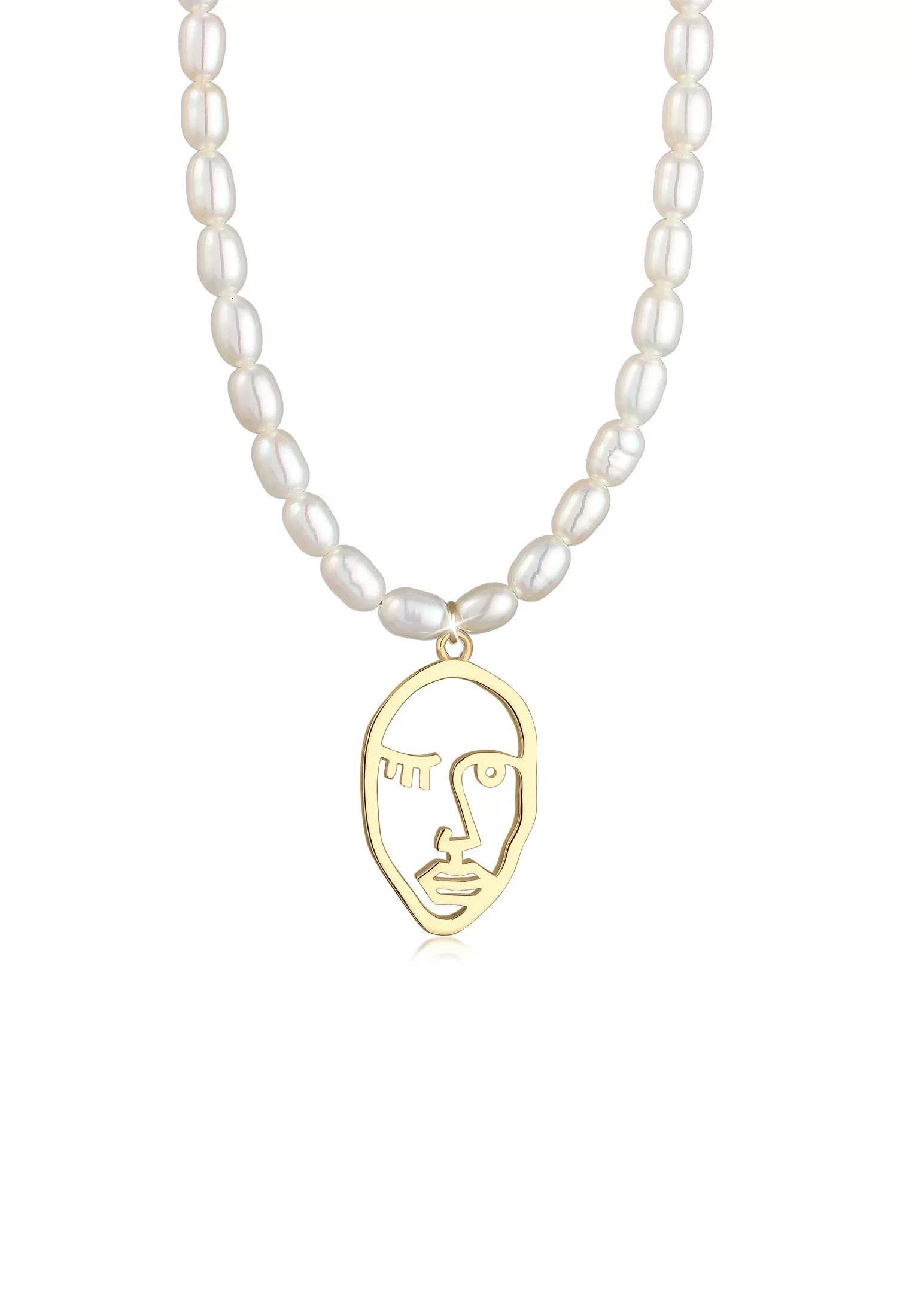 Elli Premium Perlenkette "Gesicht Anhänger Süßwasserzuchtperle 925 Silber" günstig online kaufen