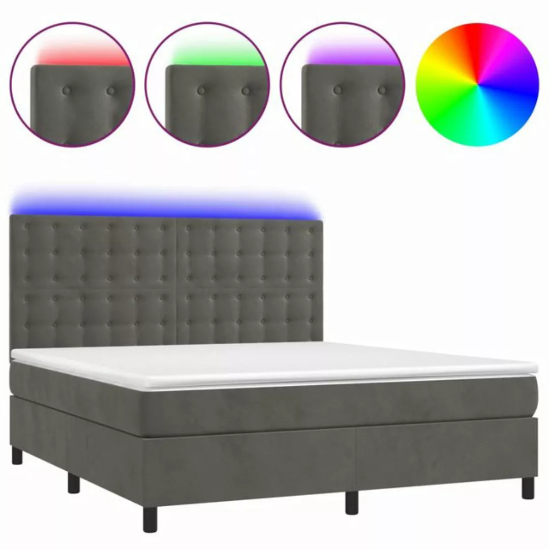 vidaXL Boxspringbett Boxspringbett mit Matratze & LED Samt (180 x 200 cm, D günstig online kaufen