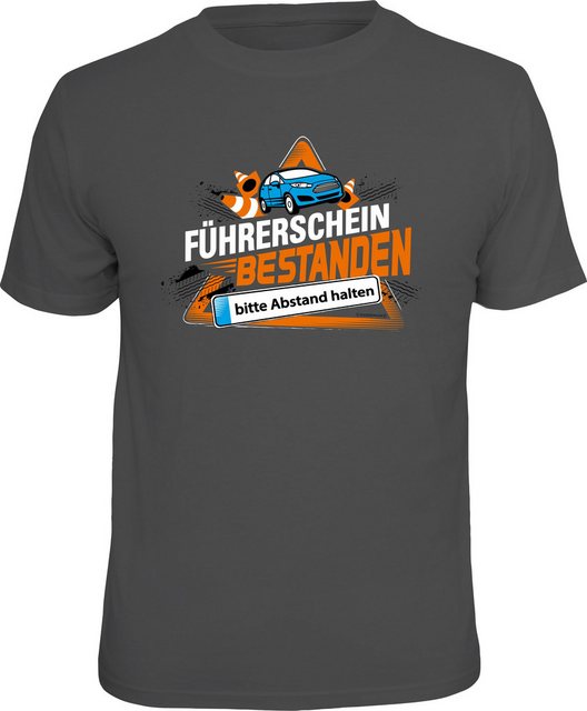 RAHMENLOS® T-Shirt Führerschein bestanden - bitte Abstand halten günstig online kaufen