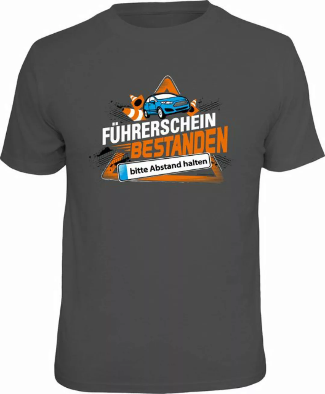 RAHMENLOS® T-Shirt Führerschein bestanden - bitte Abstand halten günstig online kaufen