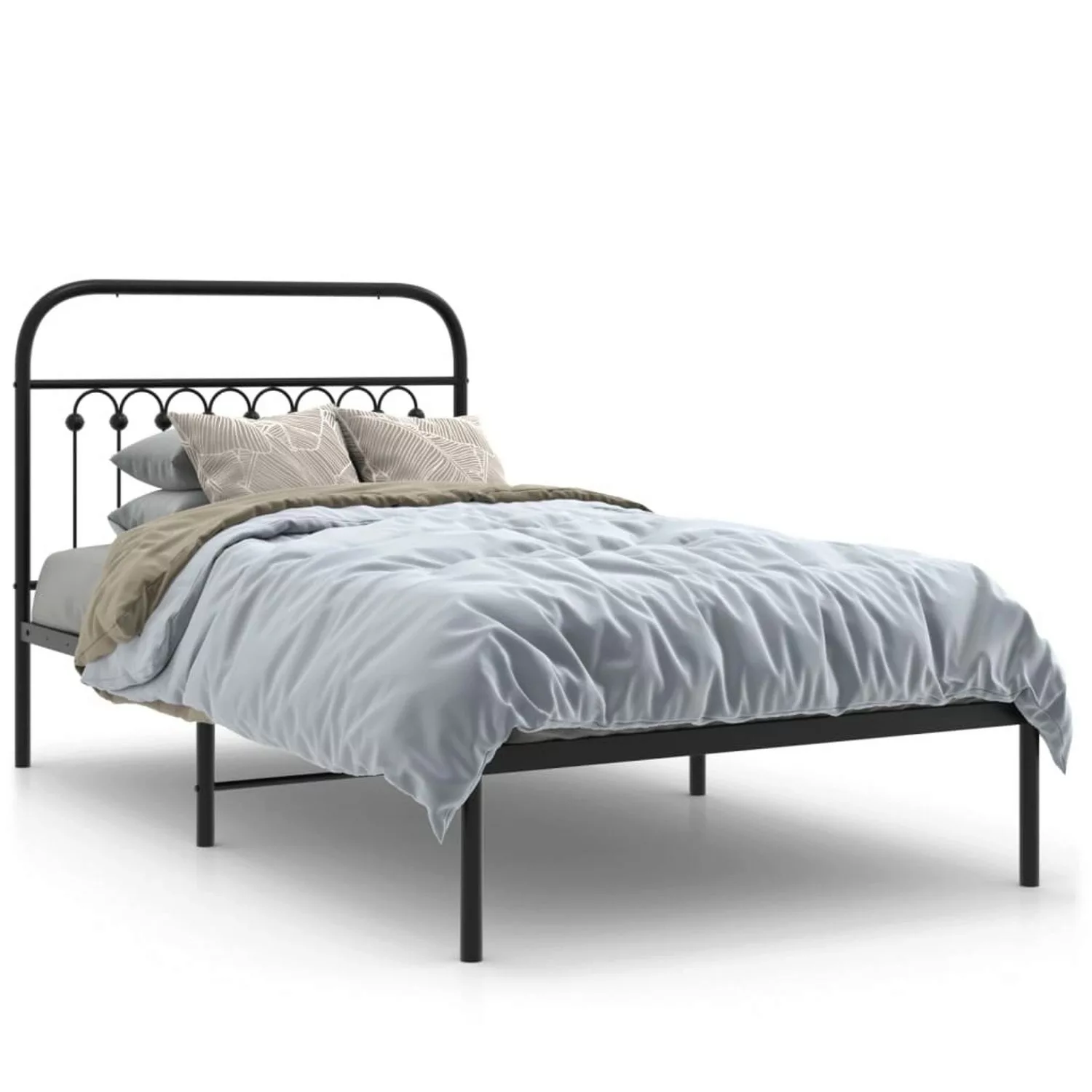 vidaXL Bett, Bettgestell mit Kopfteil Metall Schwarz 100x190 cm günstig online kaufen