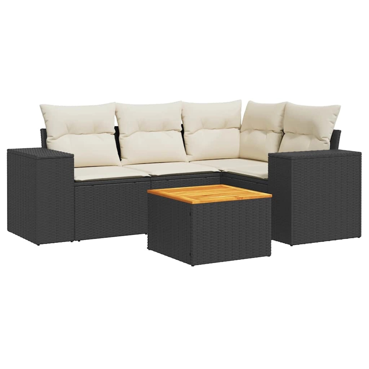 vidaXL 5-Tlg Garten-Sofagarnitur mit Kissen Schwarz Poly Rattan 3257757 günstig online kaufen