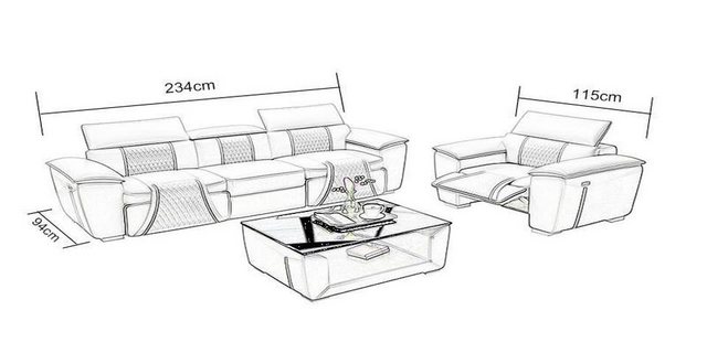 JVmoebel Sofa Sofagarnitur Couch Polster Sofa 3+3 Komplett Set Design Leder günstig online kaufen