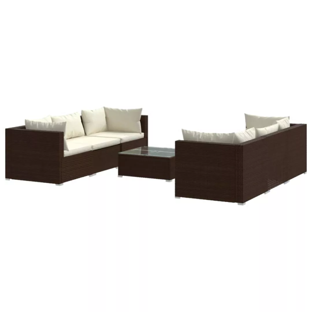 Vidaxl 7-tlg. Garten-lounge-set Mit Kissen Poly Rattan Braun günstig online kaufen