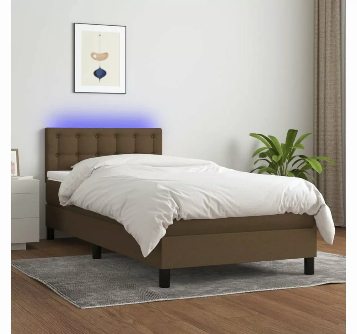 vidaXL Boxspringbett Boxspringbett mit Matratze LED Dunkelbraun 100x200 cm günstig online kaufen