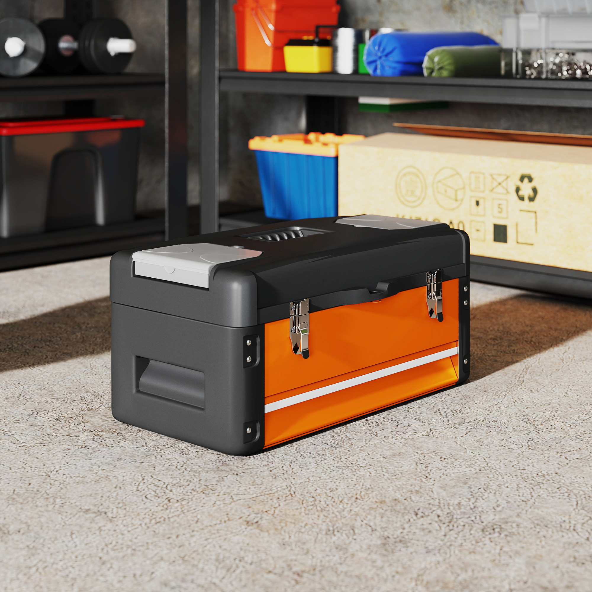 HOMCOM Werkzeugkiste leer, 49,7 x 25,3 x 23 cm Werkzeugkasten mit Schublade günstig online kaufen