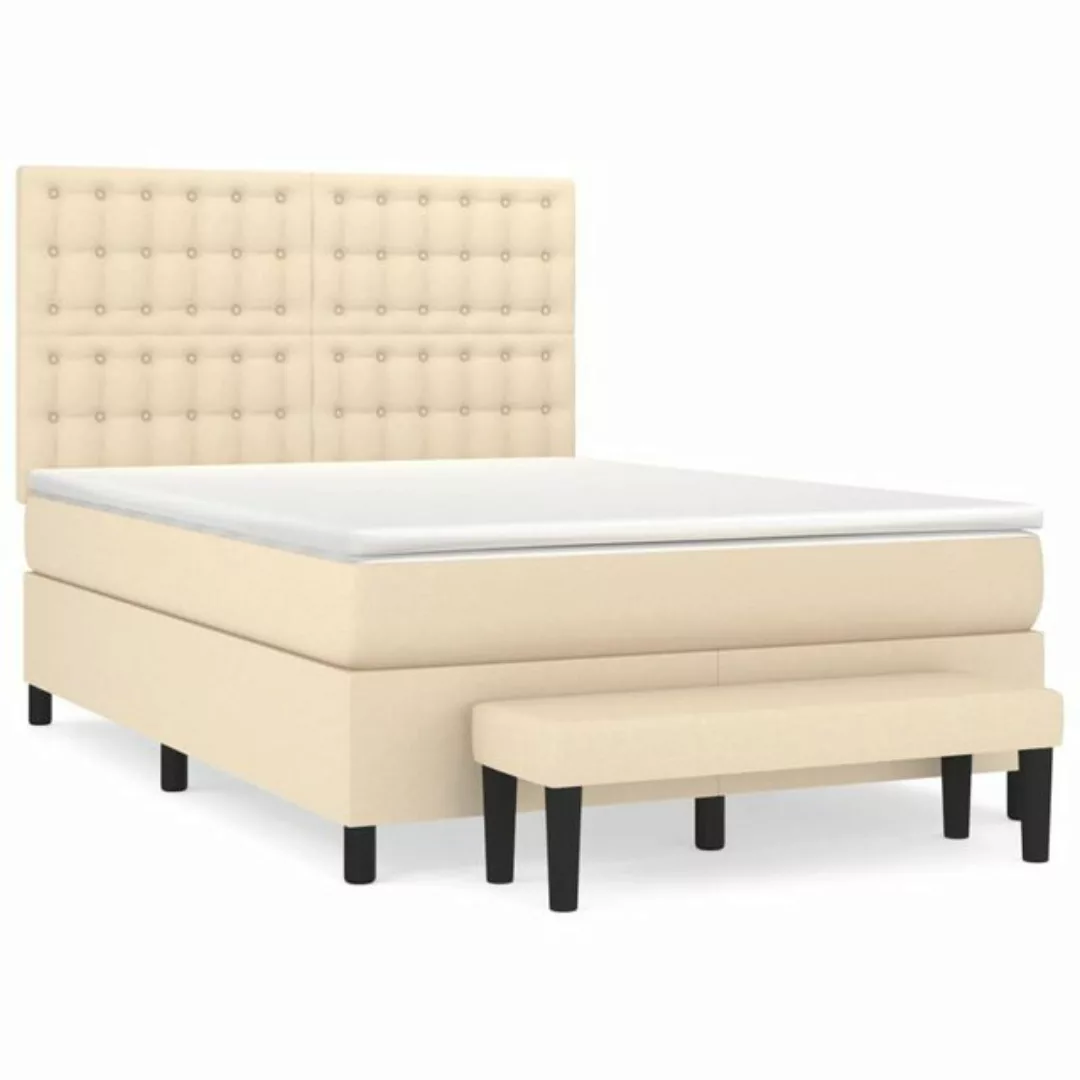 vidaXL Boxspringbett Boxspringbett mit Matratze und Fusshocker Stoff (140 x günstig online kaufen