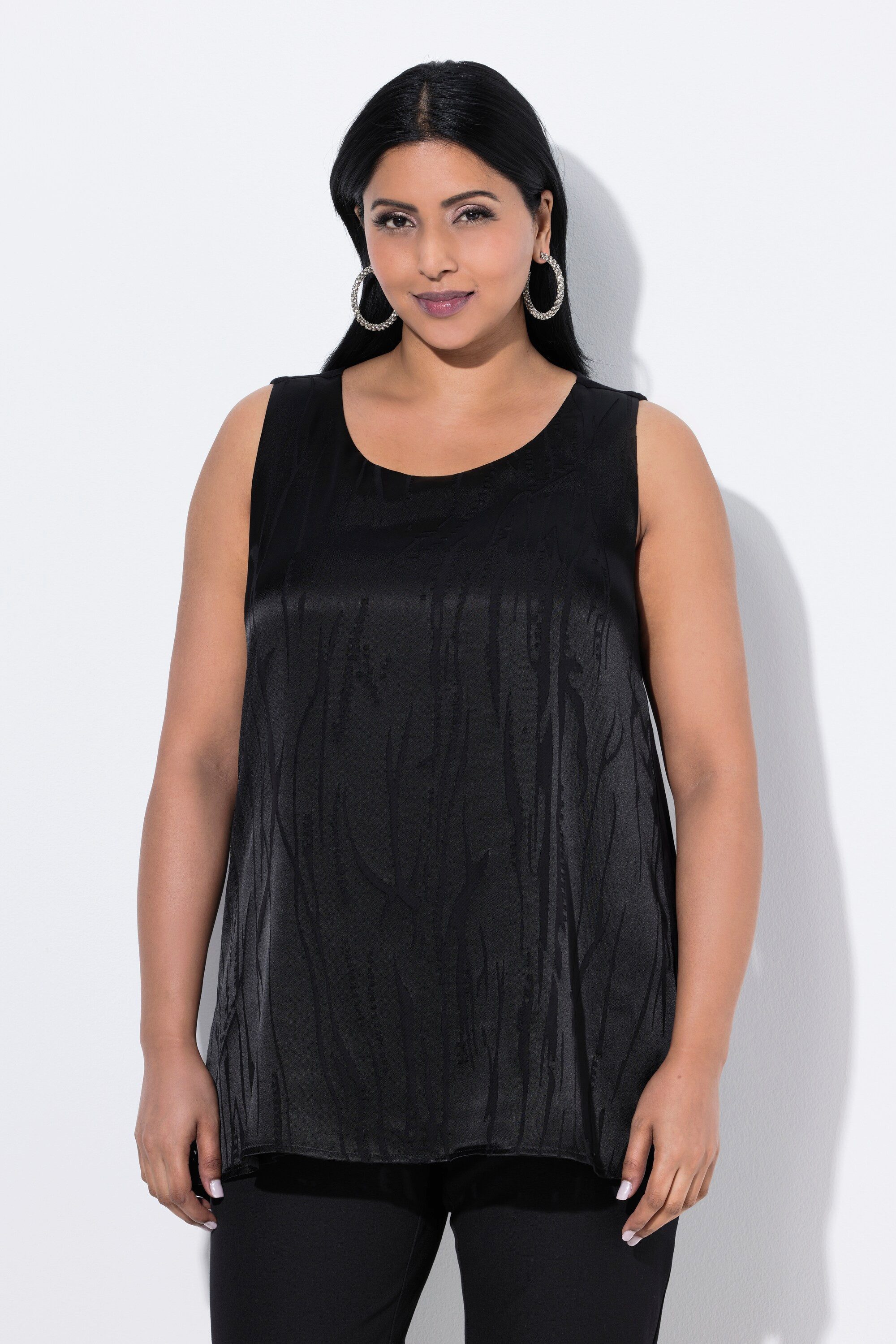 Ulla Popken Spitzenbluse Blusentop A-Linie Ausbrenner-Satin günstig online kaufen