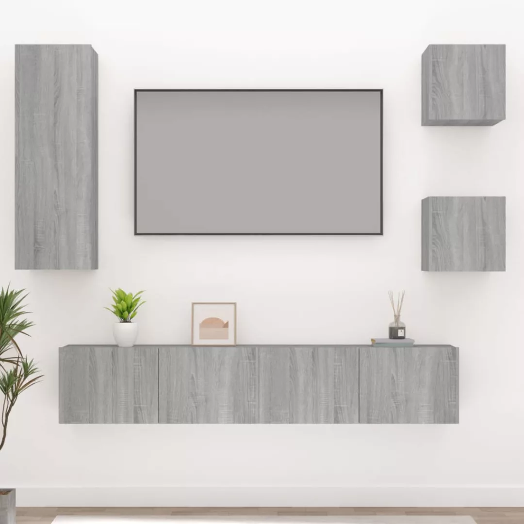 Vidaxl 5-tlg. Tv-schrank-set Grau Sonoma Holzwerkstoff günstig online kaufen
