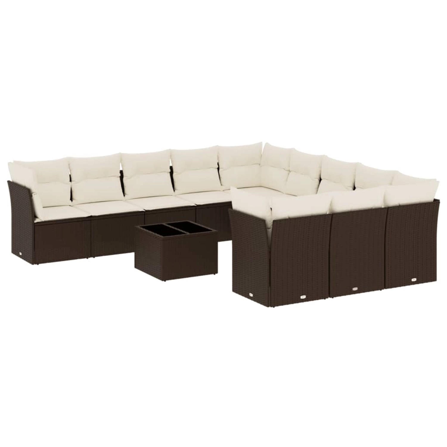 vidaXL 12-Tlg Garten-Sofagarnitur mit Kissen Braun Poly Rattan 3250262 günstig online kaufen