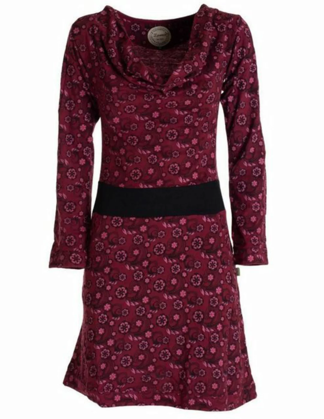 Vishes Jerseykleid Blumen Langarm-Kleid Shirtkleid Wasserfallkragen Boho, E günstig online kaufen