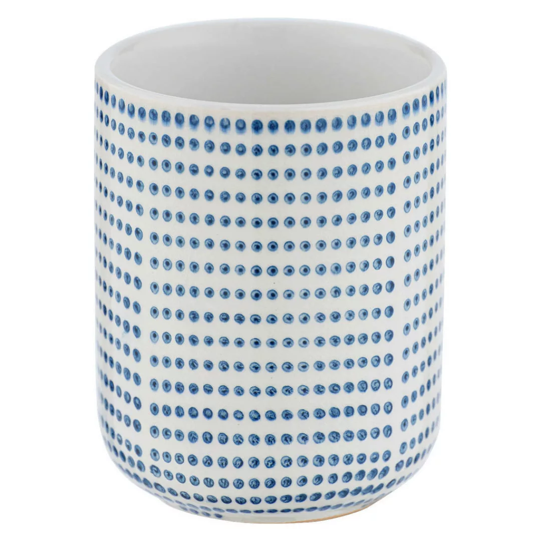 Zahnputzbecher weiß blau Keramik H/D: ca. 9,5x7,5 cm günstig online kaufen