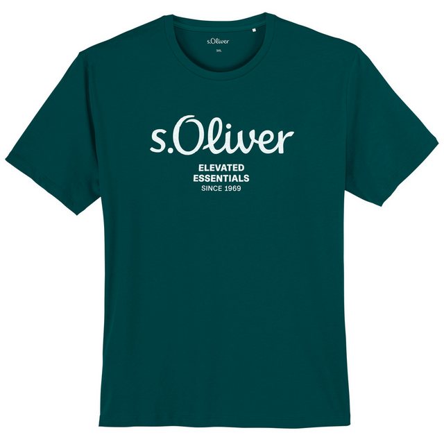 s.Oliver Rundhalsshirt Große Größe Herren T-Shirt petrol Logoprint s.Oliver günstig online kaufen