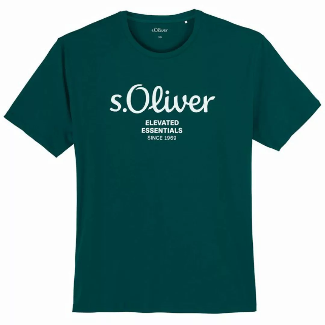 s.Oliver Rundhalsshirt s.Oliver T-Shirt petrol Logoprint Übergröße günstig online kaufen