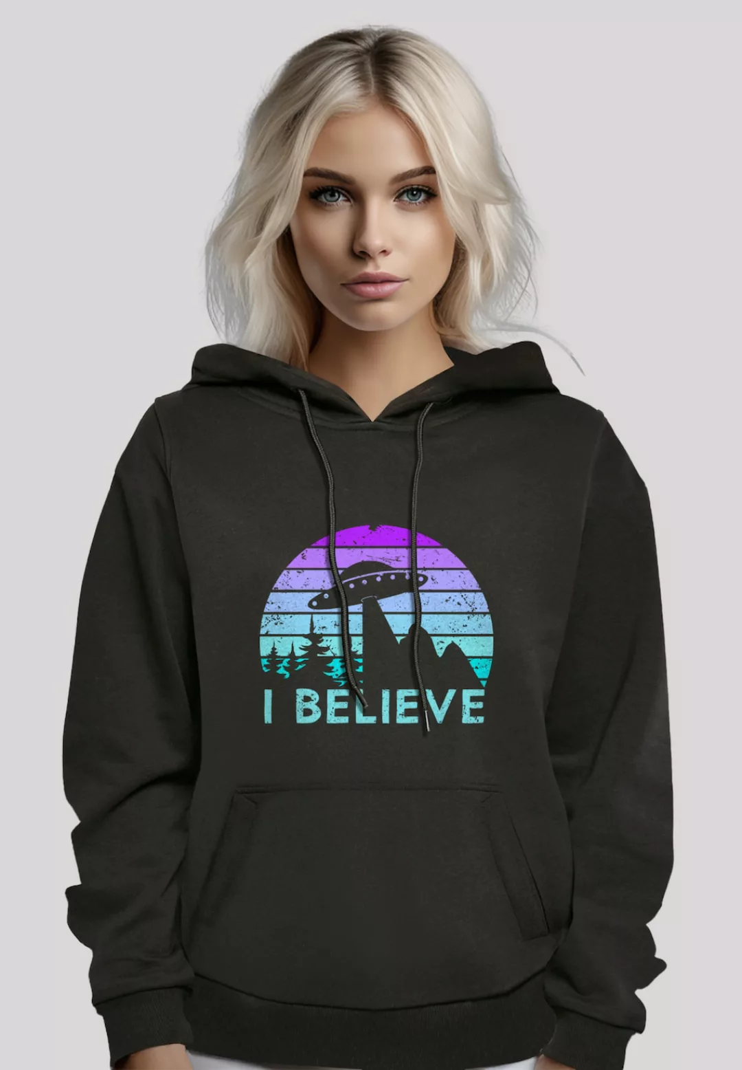 F4NT4STIC Kapuzenpullover "I BELIEVE UFO Alien Raumschiff Retro", Premium Q günstig online kaufen