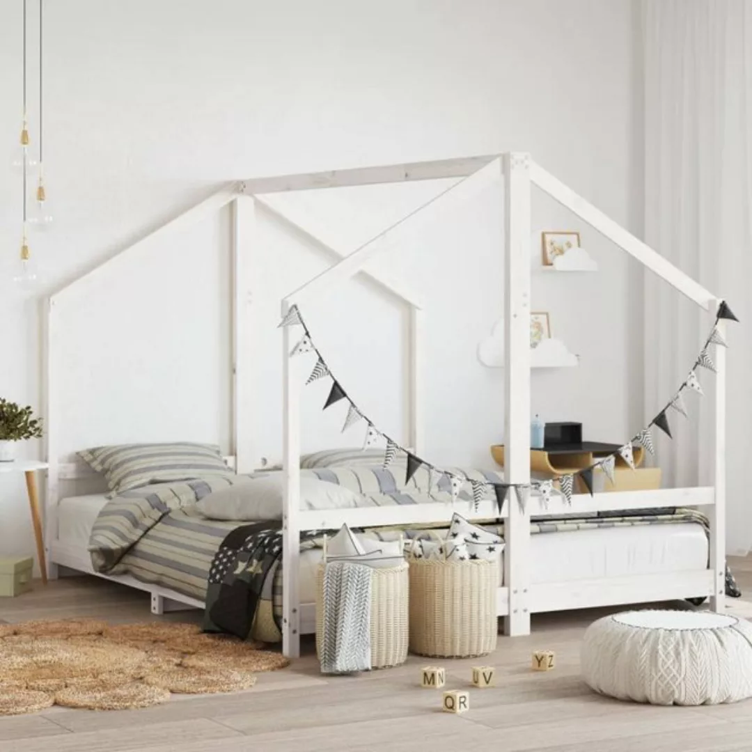 vidaXL Kinderbett Kinderbett Weiß 2x80x200 cm Massivholz Kiefer günstig online kaufen