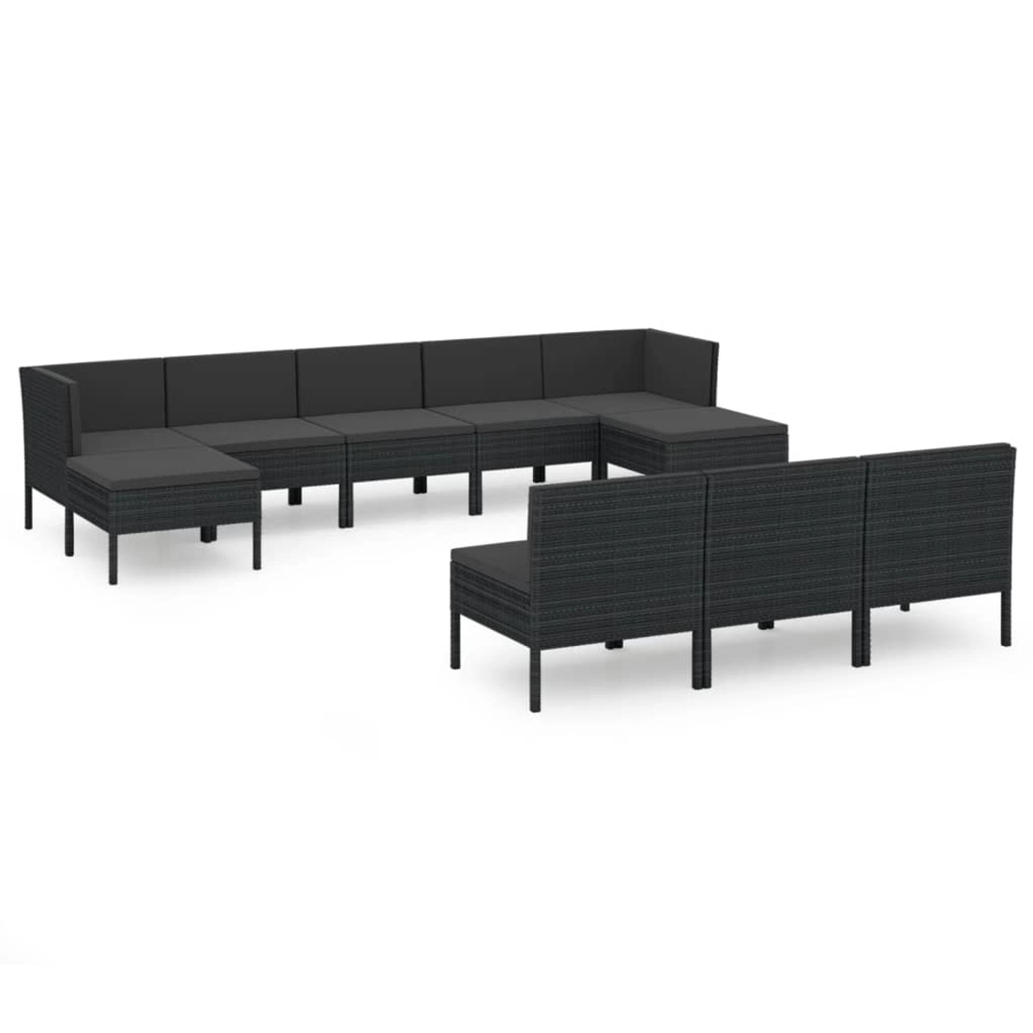 10-tlg. Garten-lounge-set Mit Auflagen Poly Rattan Schwarz günstig online kaufen