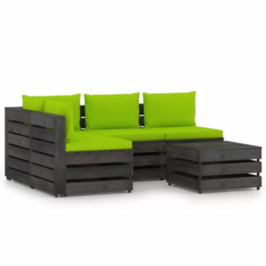 5-tlg. Garten-lounge-set Mit Kissen Grau Imprägniertes Holz günstig online kaufen