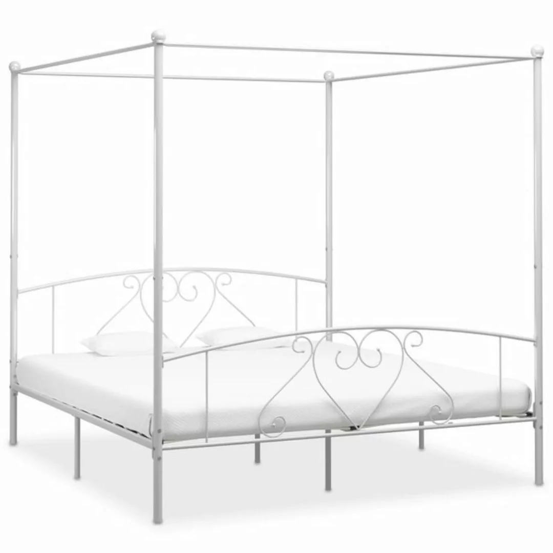 furnicato Bett Himmelbett-Gestell Weiß Metall 180 x 200 cm günstig online kaufen