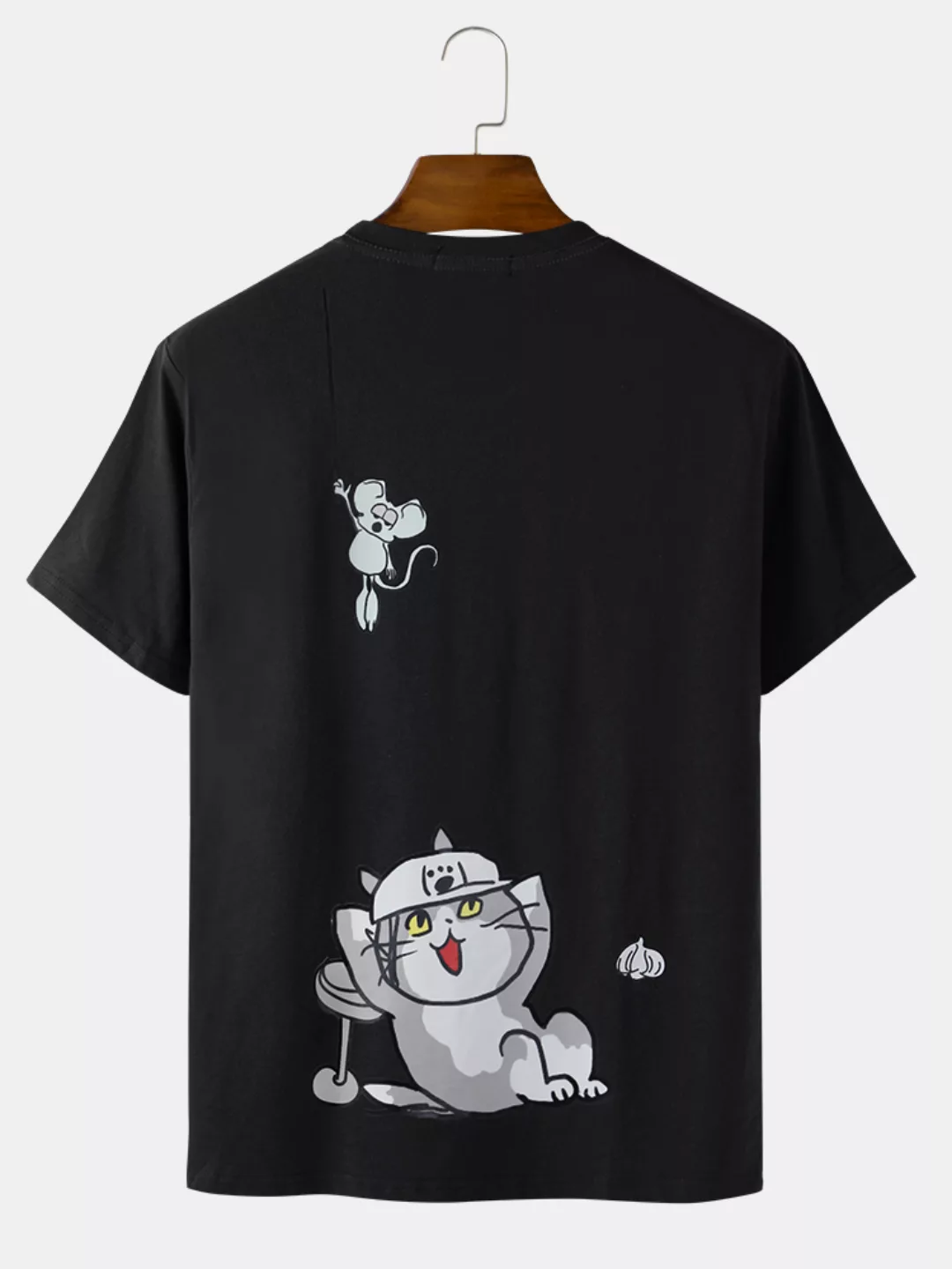 Herren Cartoon Animal Back Print Lässige O-Neck Loose Kurzarm T-Shirts günstig online kaufen