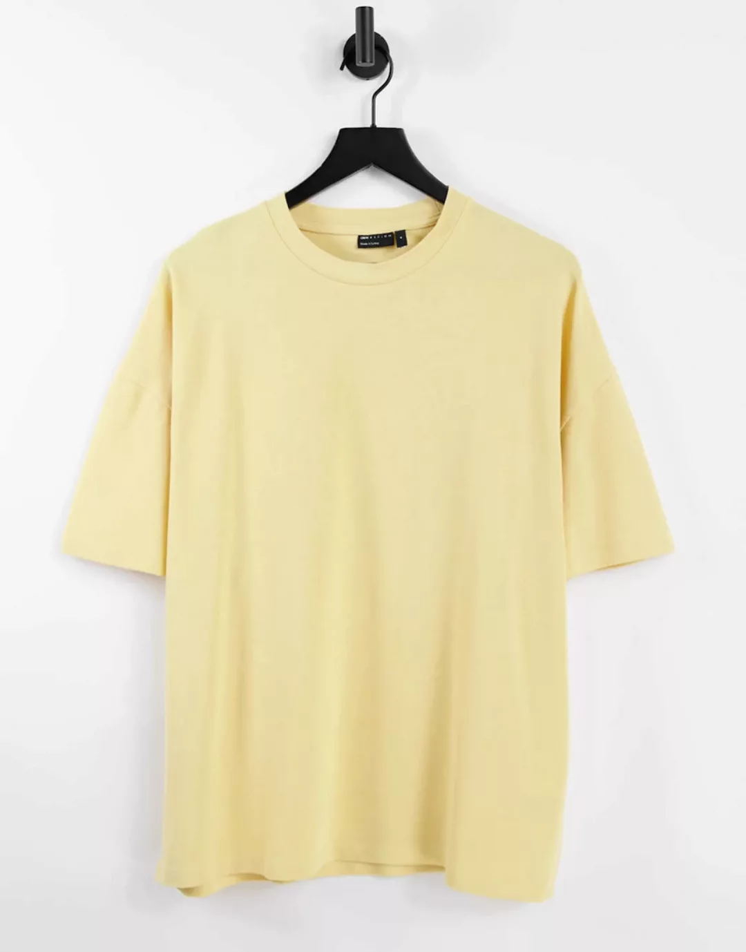 ASOS DESIGN – Oversize-T-Shirt aus Pikee-Stoff in verwaschenem Gelb günstig online kaufen