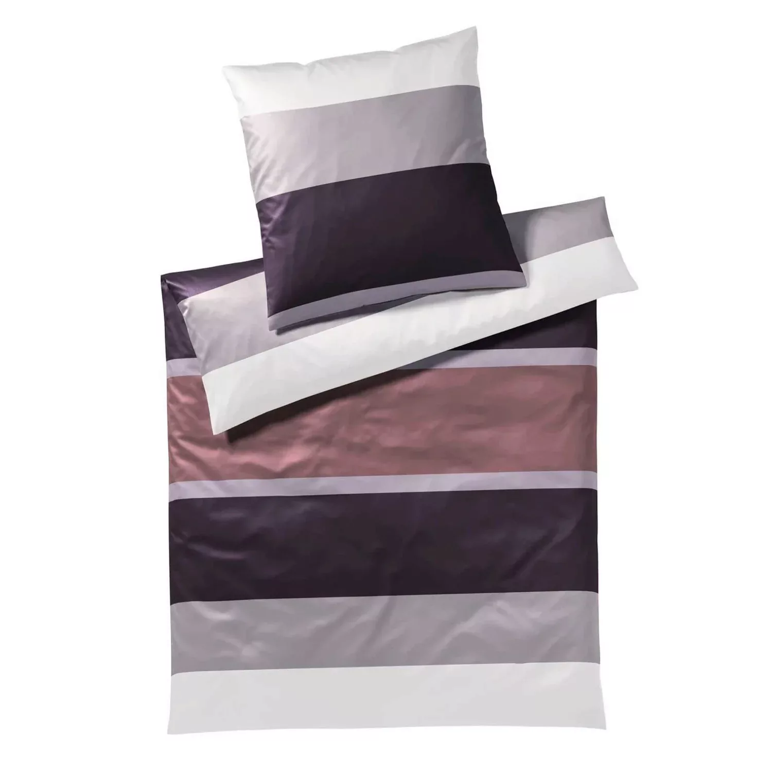 JOOP! Mako Satin Bettwäsche Mood 4095-1 Streifen Beere Flieder 155x220 günstig online kaufen