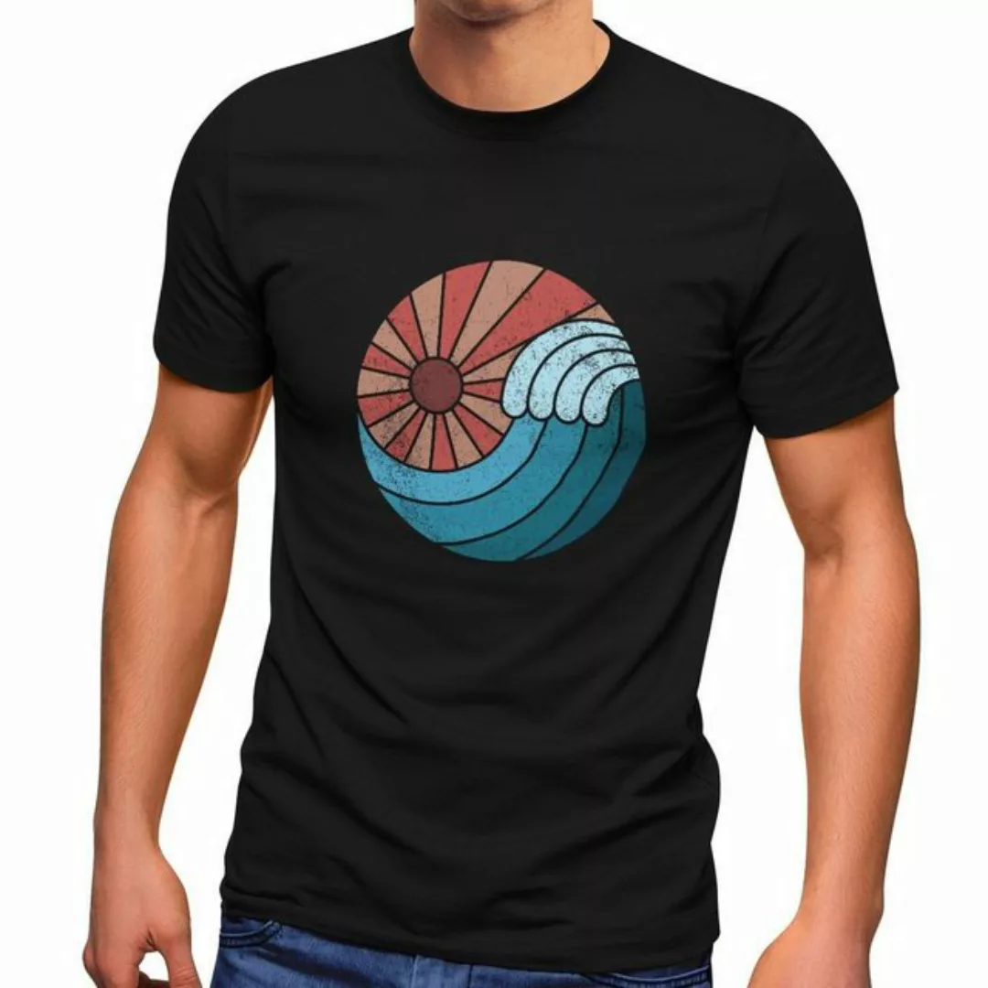 Neverless Print-Shirt Neverless® Herren T-Shirt Welle Wave Sonne Sommer Ret günstig online kaufen