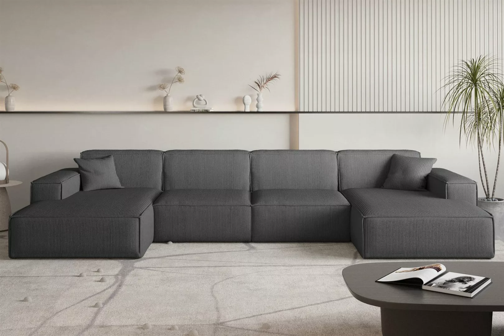 Fun Möbel Wohnlandschaft Sofa U-Form CELES PREMIUM in Stoff Scala, Breite 3 günstig online kaufen