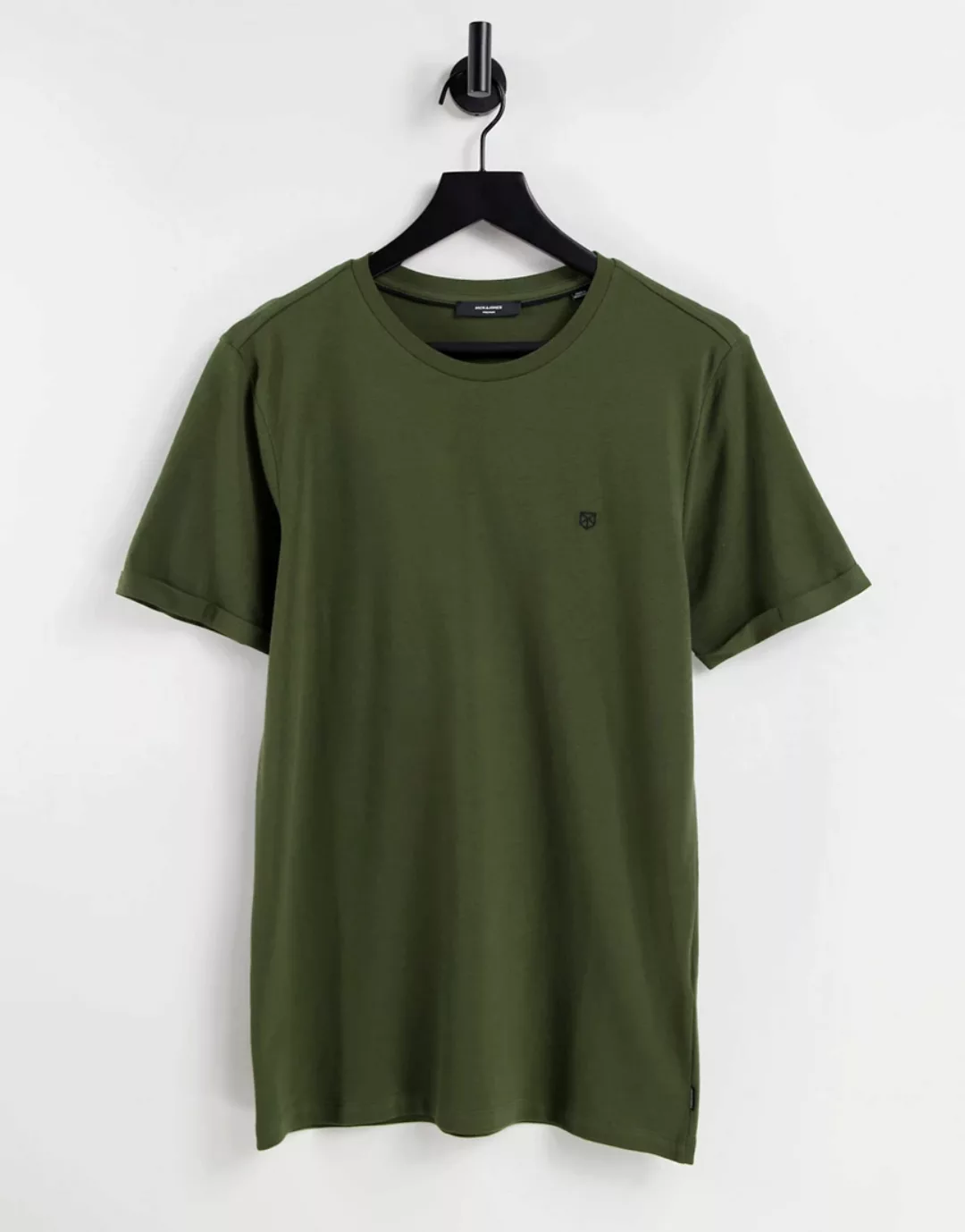 Jack & Jones Premium – Piqué-T-Shirt in Khaki-Grün günstig online kaufen