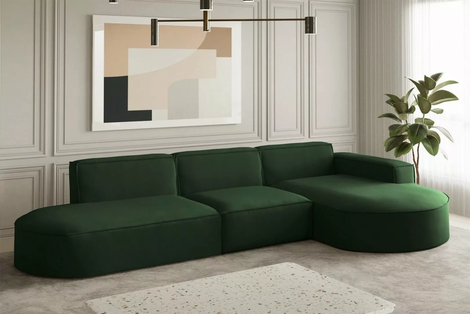 Fun Möbel Ecksofa Ecksofa Designersofa PALMA mit Ottomane in Stoff Opera Ve günstig online kaufen