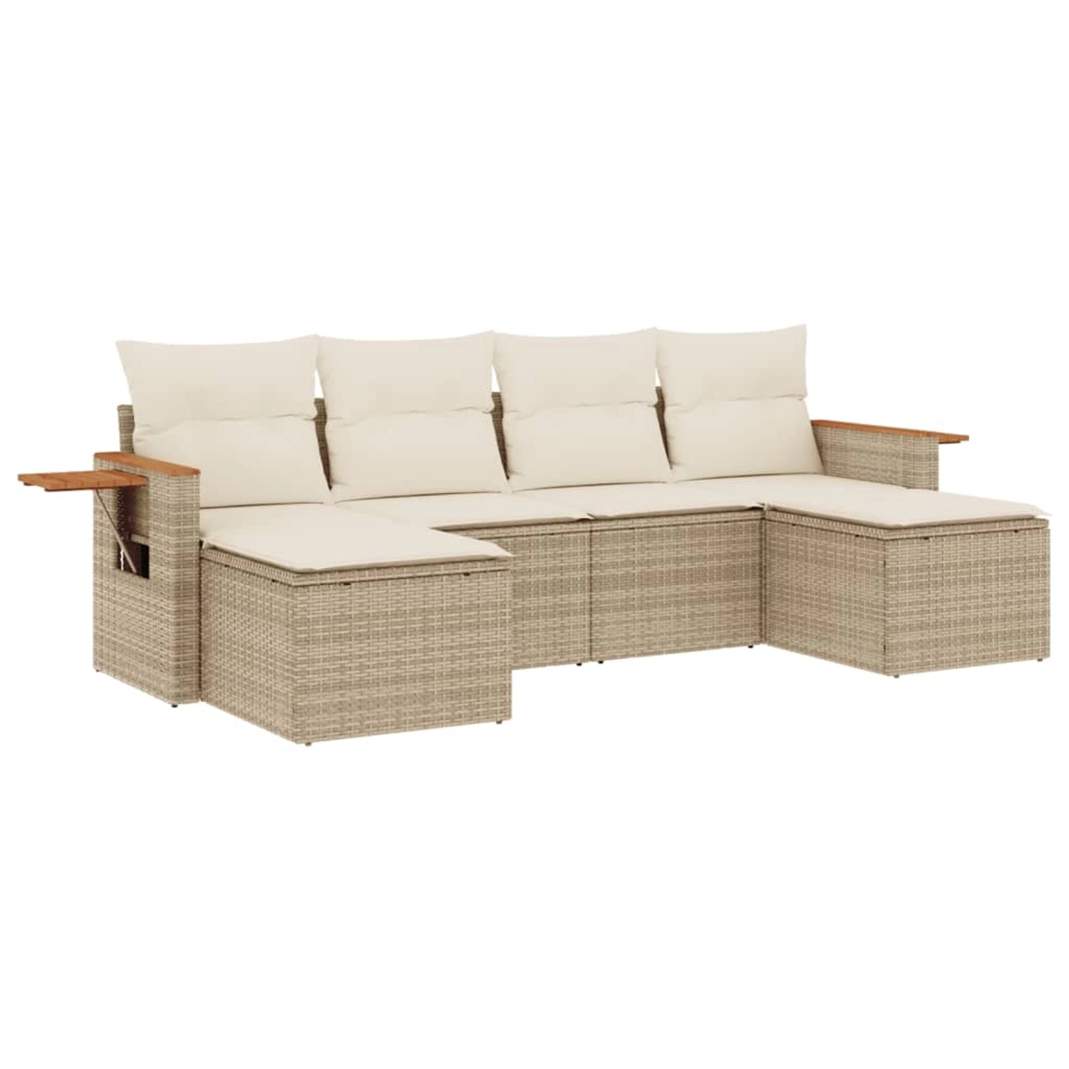 vidaXL 6-Tlg Garten-Sofagarnitur mit Kissen Beige Poly Rattan 3227059 günstig online kaufen