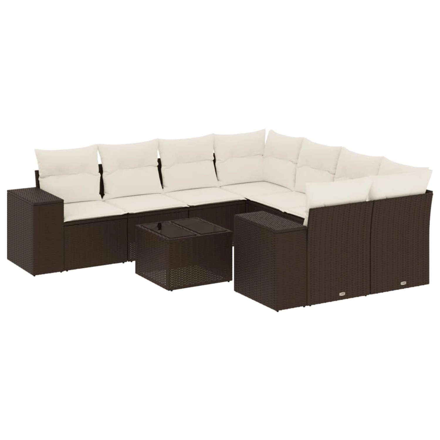 vidaXL 9-Tlg Garten-Sofagarnitur mit Kissen Braun Poly Rattan 3254700 günstig online kaufen