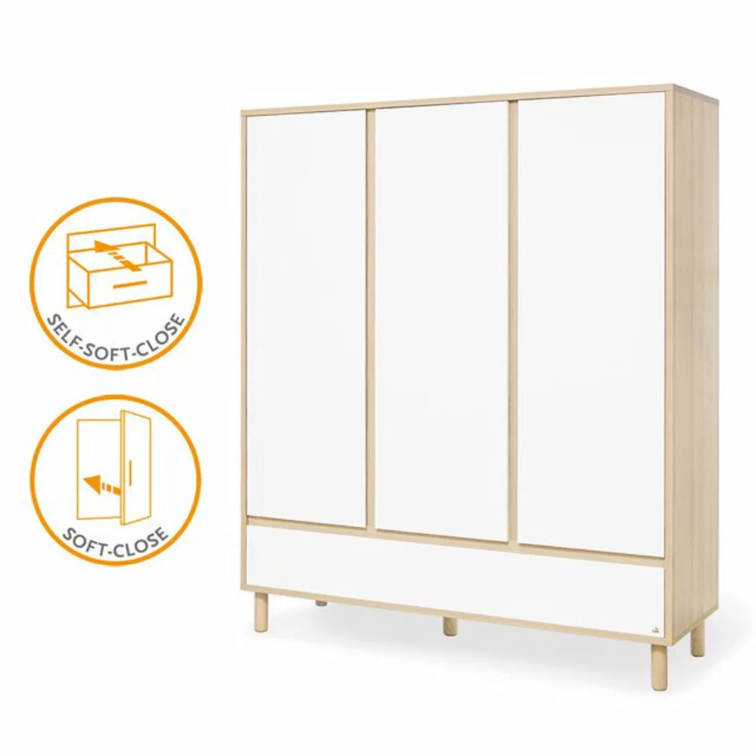 Lomadox Kleiderschrank FERRARA-134 Babyzimmer in weiß mit Esche Dekor, B/H/ günstig online kaufen