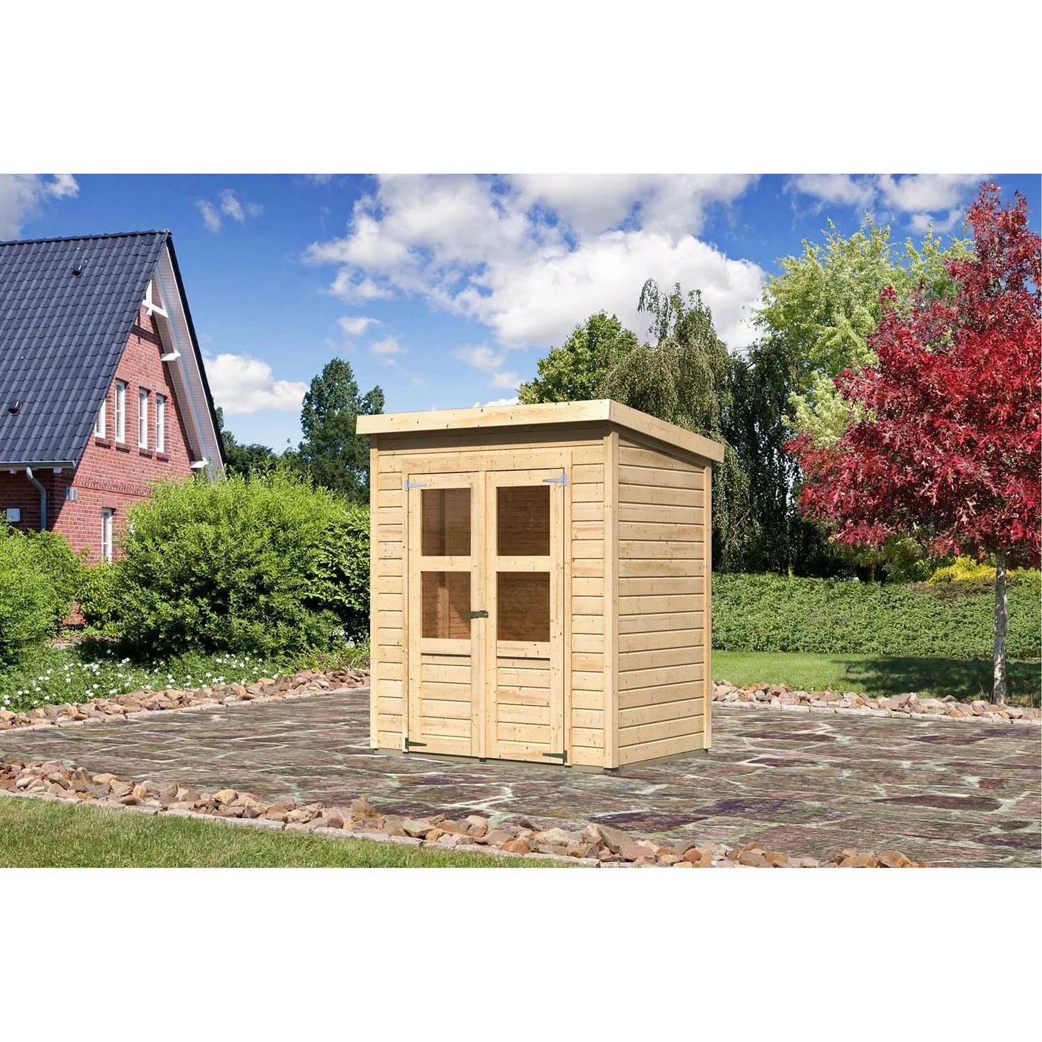 Karibu Holz-Gartenhaus Vellinge Natur Pultdach Unbehandelt 178 cm x 122 cm günstig online kaufen