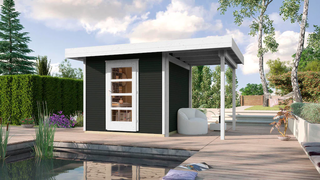 Weka Holz-Gartenhaus WekaLine Flachdach Lasiert 385 cm x 316 cm günstig online kaufen
