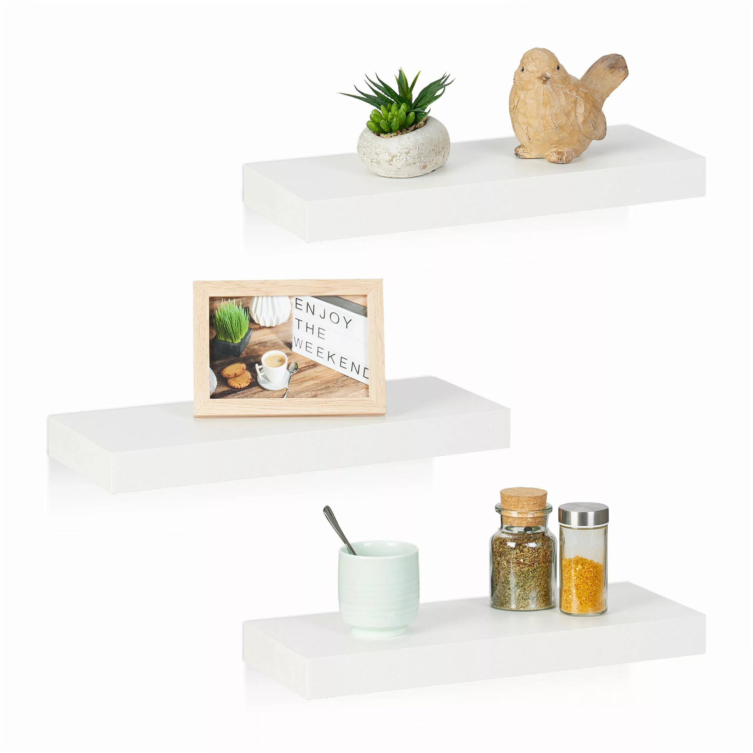 relaxdays Wandregal Weißes Wandregal im 3er günstig online kaufen