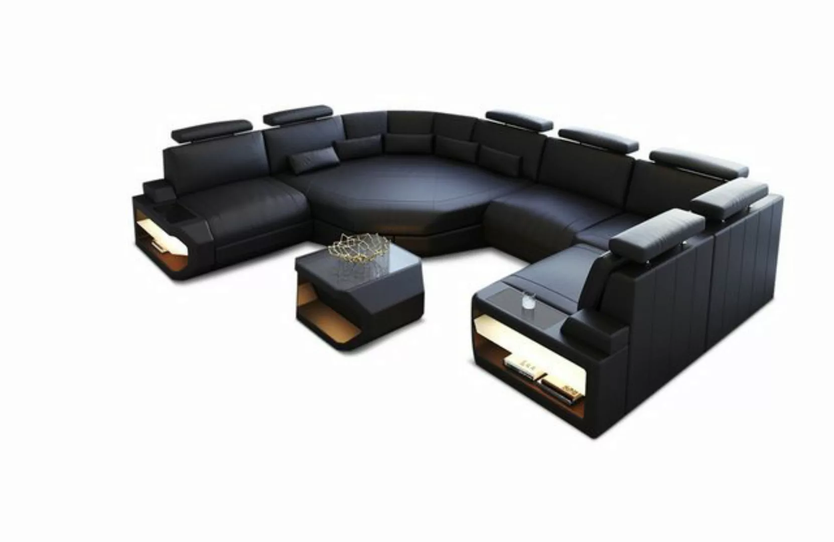 Sofa Dreams Wohnlandschaft Sofa Leder Asti U Mini, Couch, kleines U Form Le günstig online kaufen
