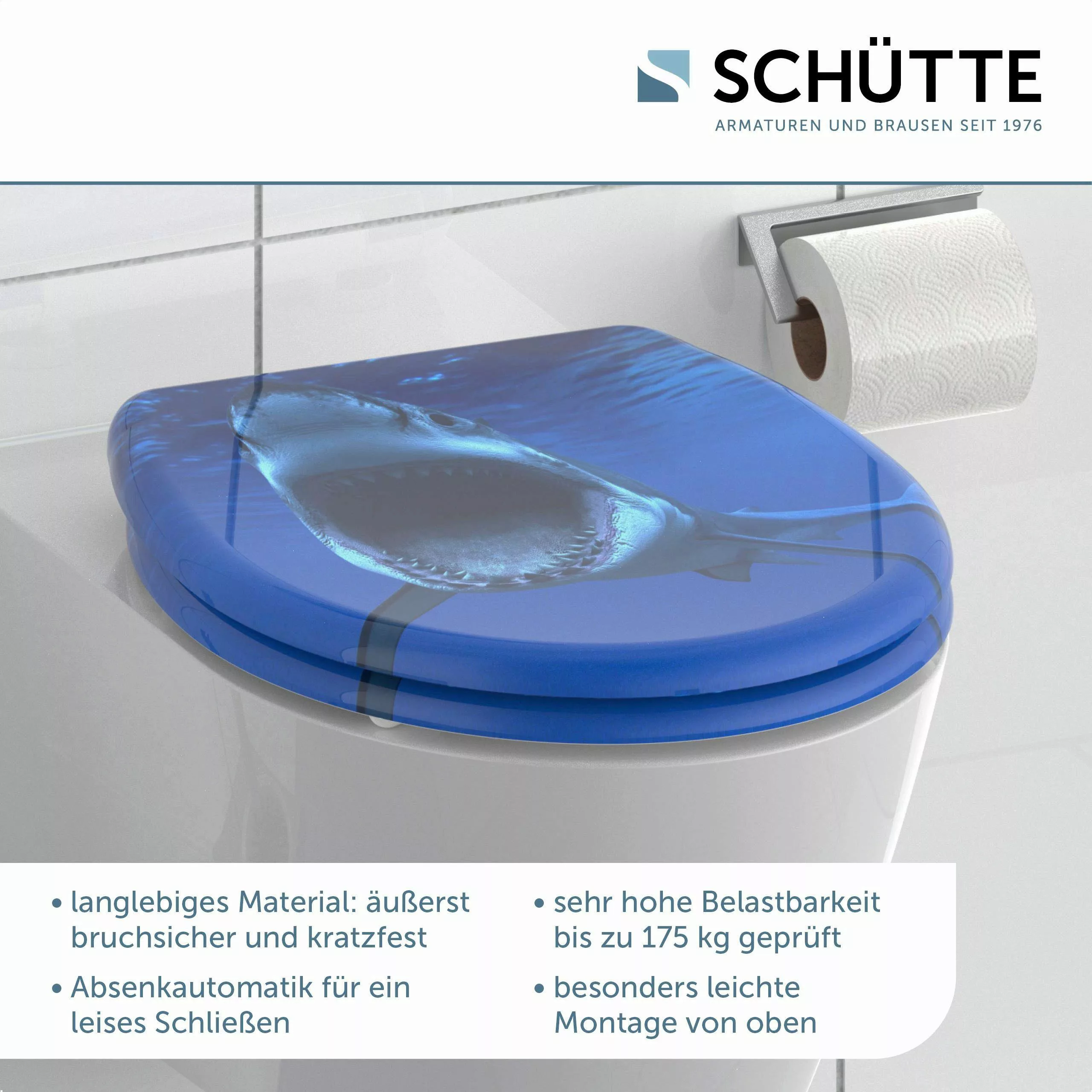 Schütte WC-Sitz Shark, Duroplast, mit Absenkautomatik günstig online kaufen
