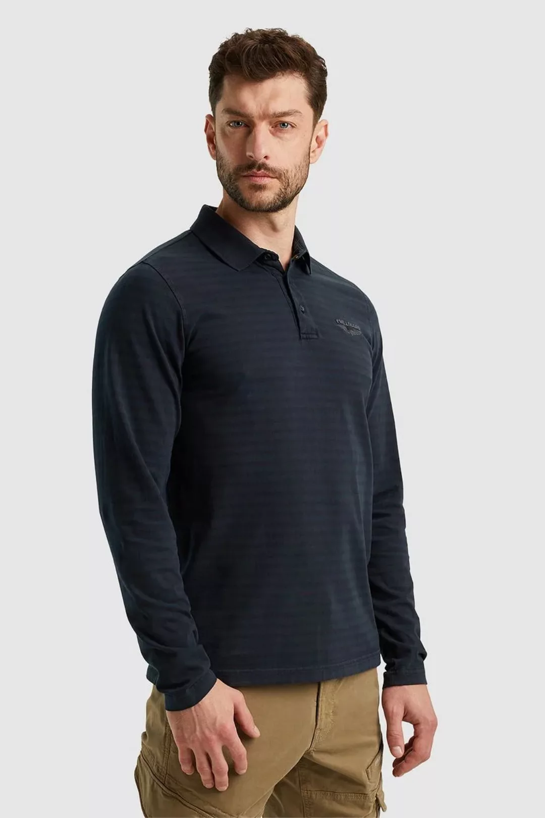 PME Legend Longsleeve Poloshirt Streifen Navy - Größe L günstig online kaufen