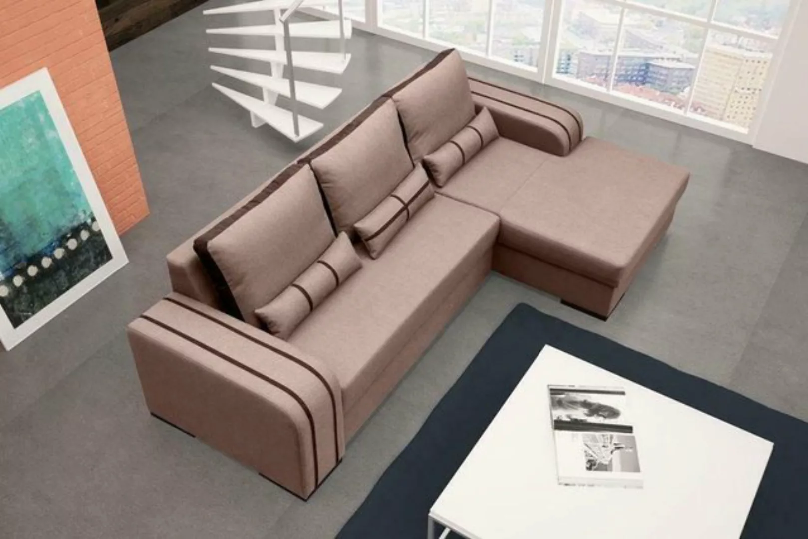 JVmoebel Ecksofa, Schlafsofa Eck Sofa Sofas Couch Bettfunktion Polster Eck günstig online kaufen